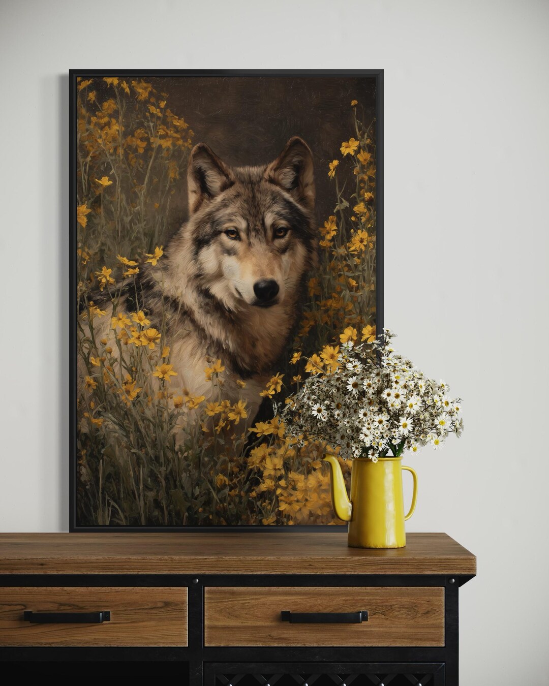 Rustic Wolf Wolf Wall Art Print – Rustic Wildlife Print, Nature-inspired Animal ...