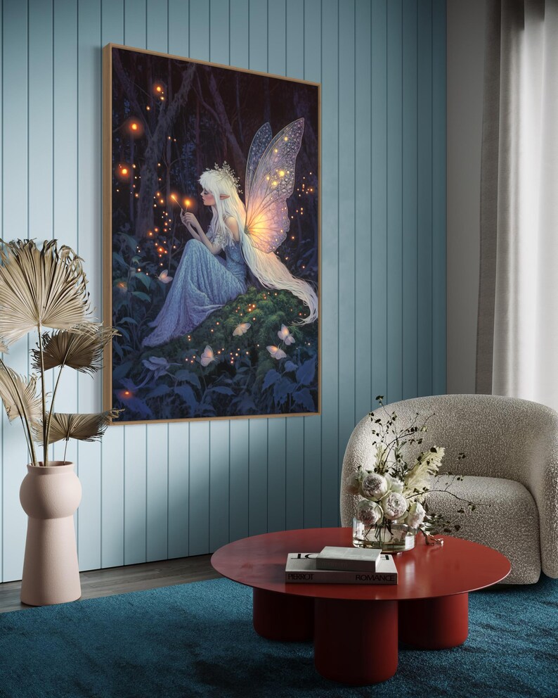 Mystical Fairy Art Print – Ethereal Elf in Enchanted Forest, Fantasy ...