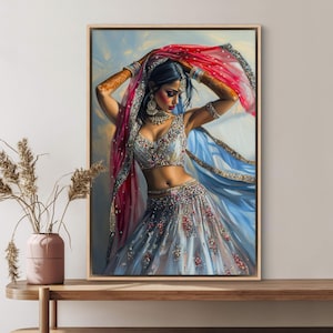 Indian Dancer Art – Vibrant Portrait Print, Elegant Indian Wall Art, Colorful Ethnic Decor, South Asian Culture, Perfect for Exotic Decor