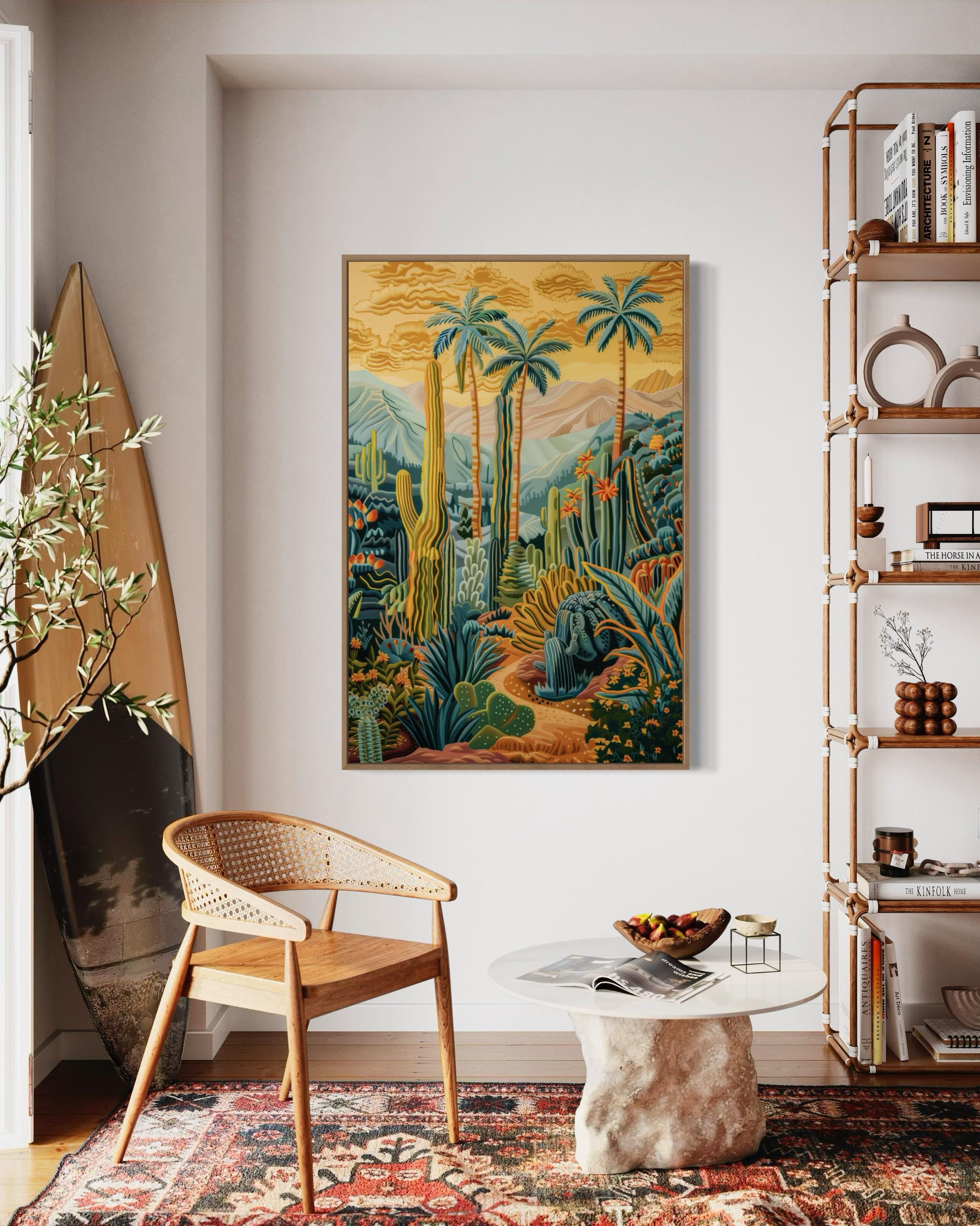 Luxury Desert Oasis - Vivid Colors and Palm Tree Print