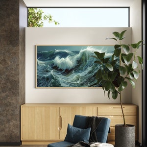 Ocean's Majesty - Dynamic waves crest and tumble with frothy elegance in this captivating canvas print, invoking the power and grace of the sea.