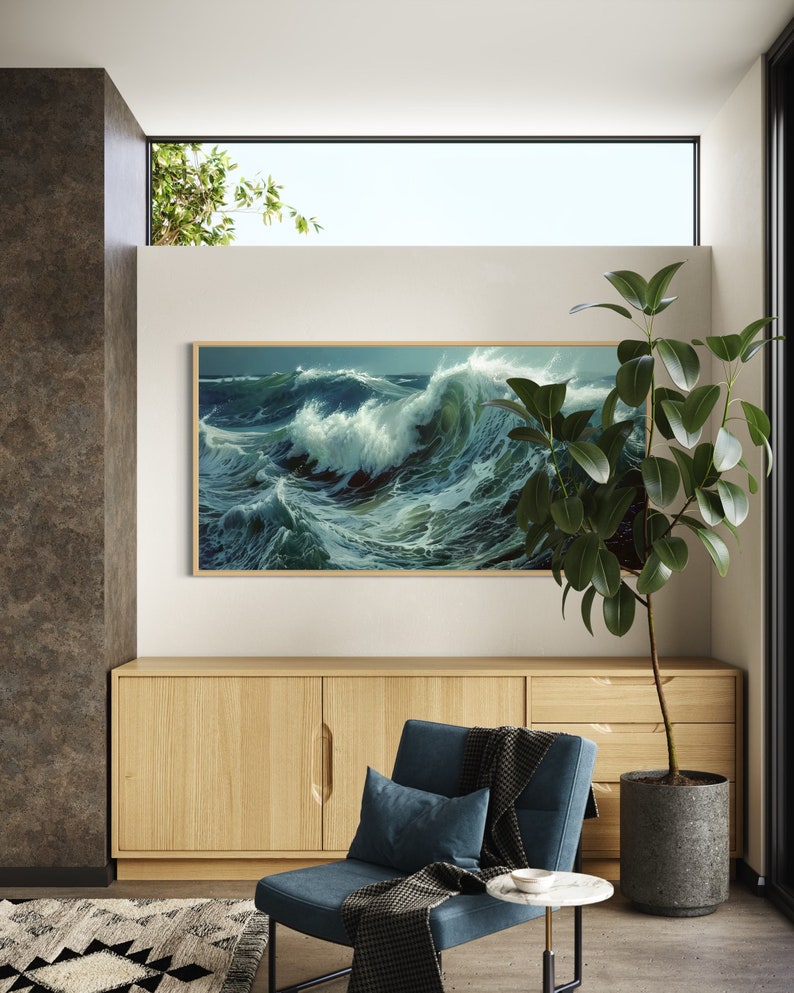Ocean's Majesty - Dynamic waves crest and tumble with frothy elegance in this captivating canvas print, invoking the power and grace of the sea.