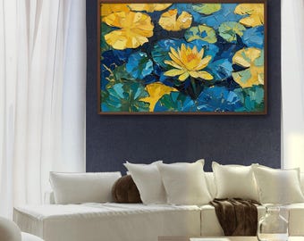 Vibrant Lily Pond - Relaxing Water Lilies Wall Art, Nature Theme Decor, Lotus Flower Print, Colorful Blossom and Lily Pads Art