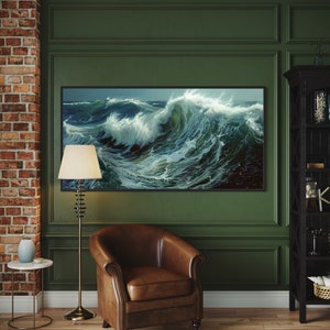 Ocean's Majesty - Dynamic waves crest and tumble with frothy elegance in this captivating canvas print, invoking the power and grace of the sea.
