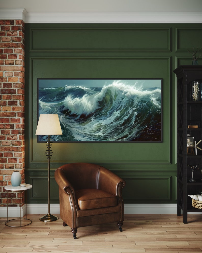 Ocean's Majesty - Dynamic waves crest and tumble with frothy elegance in this captivating canvas print, invoking the power and grace of the sea.