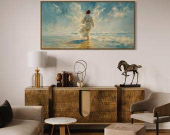イエスが水の上を歩くアートプリント – キリスト教の壁掛けアート