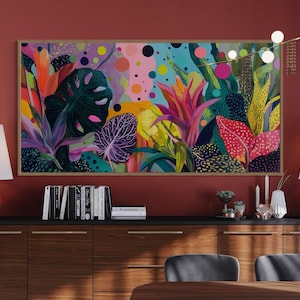 Bold Tropical Jungle Art Print – Colorful Abstract Botanical Wall Art, Modern Plant Decor, Vibrant Leaf Print, Boho Home Decor