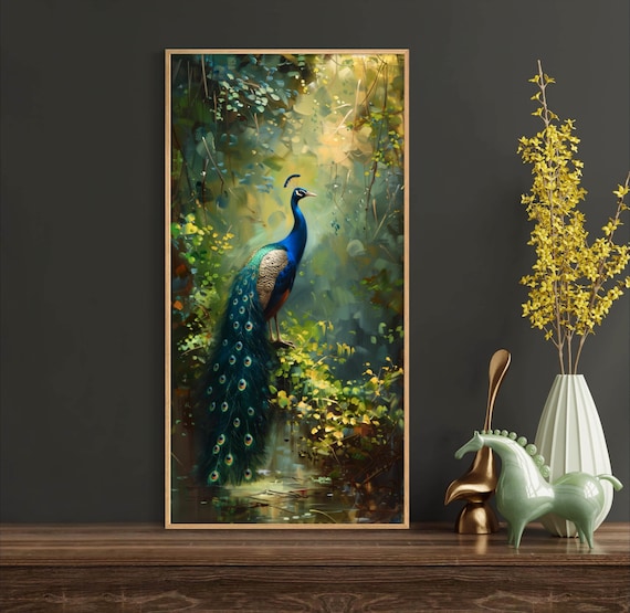 Elegant Peacock - Tropical Bird Art for Relaxing Wall Art, Exotic Wildlife Painting Print and Elegant Peacock Wall Art