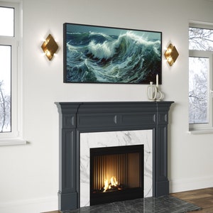 Ocean's Majesty - Dynamic waves crest and tumble with frothy elegance in this captivating canvas print, invoking the power and grace of the sea.