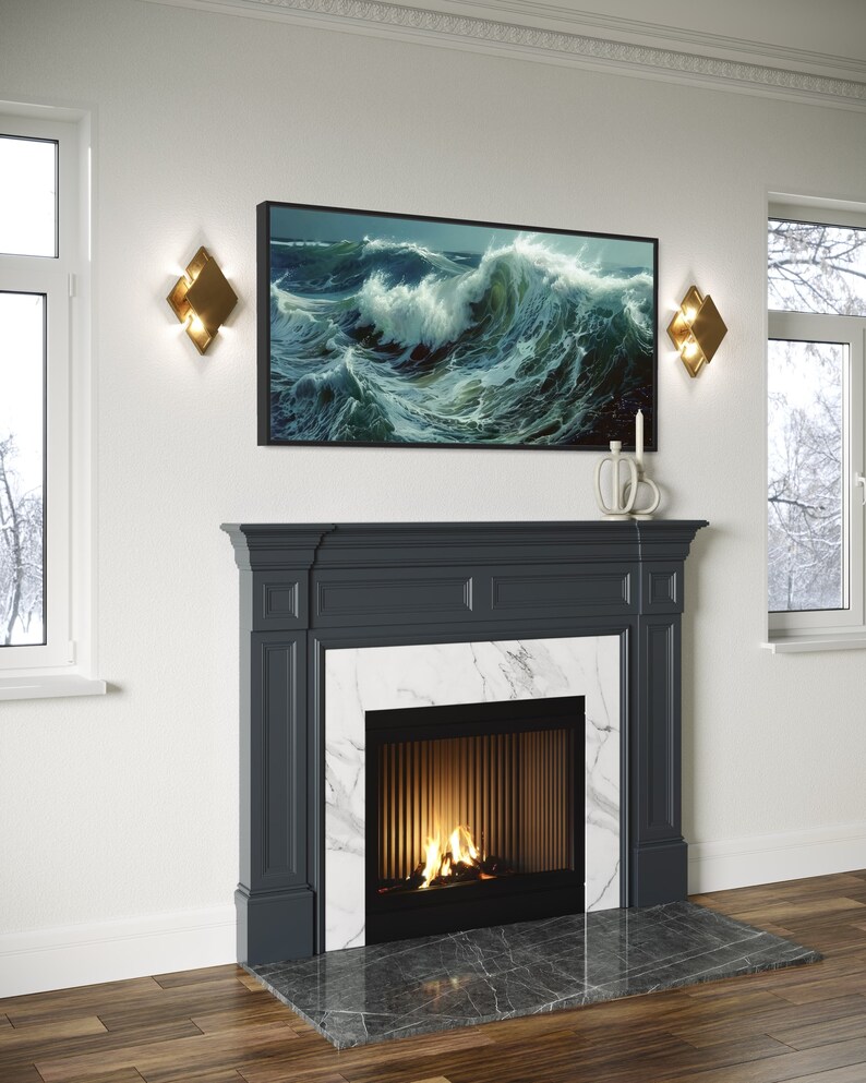 Ocean's Majesty - Dynamic waves crest and tumble with frothy elegance in this captivating canvas print, invoking the power and grace of the sea.