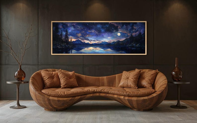 Night Sky Landscape Art Print – Milky Way Wall Art, Starry Mountain ...