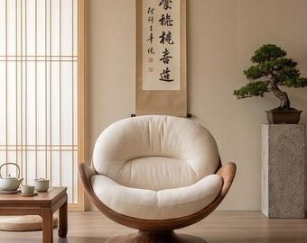 Mid-Century Modern Swivel Lounge Chair | 360Swivel Accent Chair for Living Room Bedroom Office Retro Leisure Chair with Sturdy Base Comfo