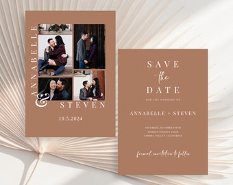 Terracotta Wedding Save The Date Autumn Wedding Photo Save The Date Invitation Modern Terracotta Photo Grid Save The Date Template MCP DTE 2