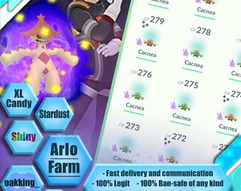 Pokemon Go Leader Arlo - 500 Shadow Cacnea - XL Candy + Shiny + Stardust