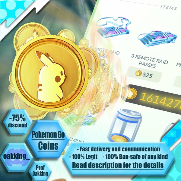 Pokemon go Pokecoins - 2500 à 43.500 pièces - Livraison sûre et rapide - 50 % moins cher