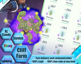 Pokemon Go Leader Cliff - 500 Shadow Machop - XL Snoep + Glanzend + Sterrenstof