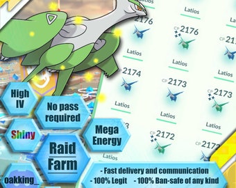 Pokemon go Raid & Catch - Mega Latios - Shiny -  Mega Energy - XL Candy - Passes included