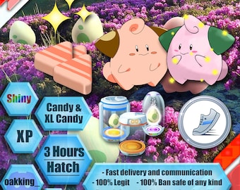 Pokemon go Hatch Day - 100 Cleffa - Brillant - Bonbon XL - Incubateurs inclus