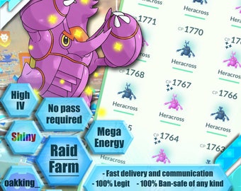 Pokemon go Raid & Catch - Mega Heracross - Shiny - Mega Energy - XL Candy - Pass inclus