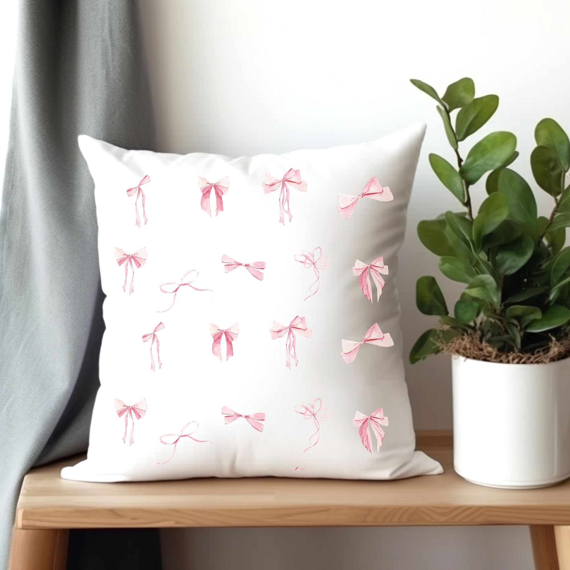 Pink bow pillow top