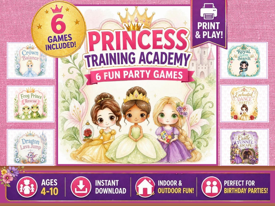 Princess Training Academy Party Games Bundle | Printable Birthday ...