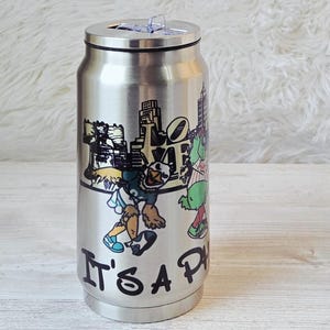 Philly Mascots Tumbler | 12oz Stainless Steel Soda Style Drinkware | Philadelphia Souvenir | Eagles Flyers Phillies Sixers | Sports Fan Gift