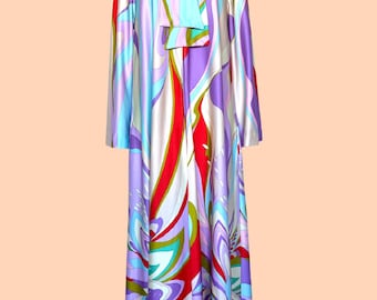 Beautiful 1970's vintage Christian Dior maxi dress kaftan in bold floral print