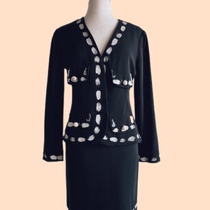 Rare 1990&#39;s Moschino Couture black skirt suit