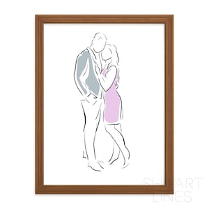 Retrato de pareja, arte imprimible, foto para pintar, retrato personalizado, regalo para ella para él, regalo de San Valentín, ilustración personalizada,
