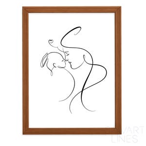 Custom One-line Art from your photo, personalized minimalist wall art, continuous one line drawing design, family, pet, couple illustration
