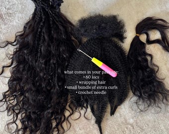 Boho Faux Locs Bundle with Human Hair Curls (60 Locs)