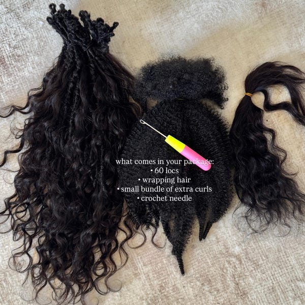 Boho Faux Locs Bundle with Human Hair Curls (60 Locs)