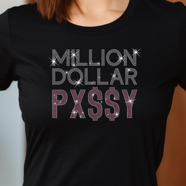 Camisa Million Dollar Pxssy Rhinestone, camiseta de fan de Nicki Minaj, camisa de hip hop, ropa de Nicki Minaj, camisa Ask Lil Wayne, hip-hop de Nicki Minaj