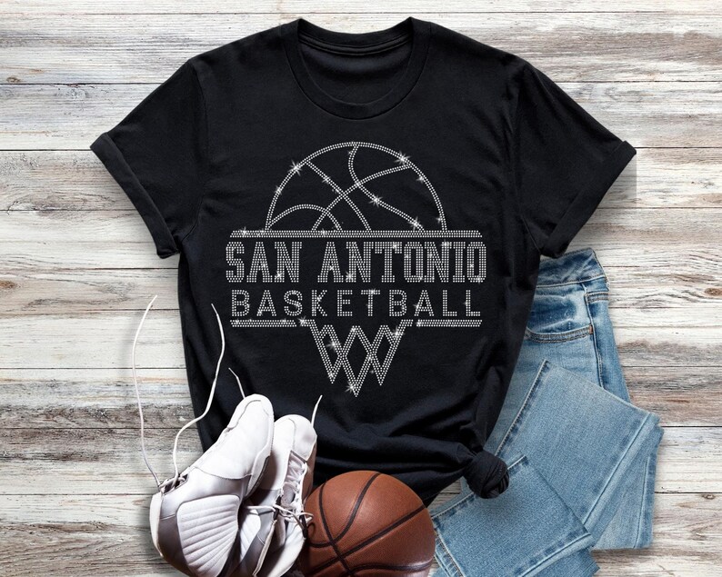 San Antonio Basketball Sports Team Rhinestone Shirt, Ladies Retro