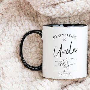 Promoted to Uncle Mug, New Uncle Gift, Baby Announcement Idea, First-Time Uncle Coffee Cup, Uncle Est. 2025, Personalized Funcle Keepsake