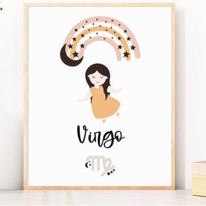 Whimsical Virgo Nursery Art - Instant Print Download for Cosmic Vibes in the Kids&#39; Room, Easy Digital Download for a Precious Printable Gift