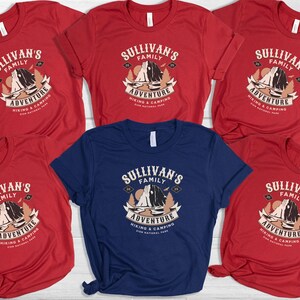 Custom Family Adventure T-Shirt, Hiking & Camping Vacation Shirt, Personalized Last Name, Destination and Year - Matching Family Trip Tee