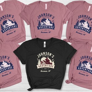 Custom Family Adventure T-Shirt, Hiking & Camping Vacation Shirt, Personalized Last Name, Destination and Year - Matching Family Trip Tee