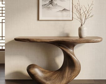 Consolle artigianale in legno massello organico / Mobile moderno per ingresso / Mobile contenitore rustico per corridoio in stile fattoria