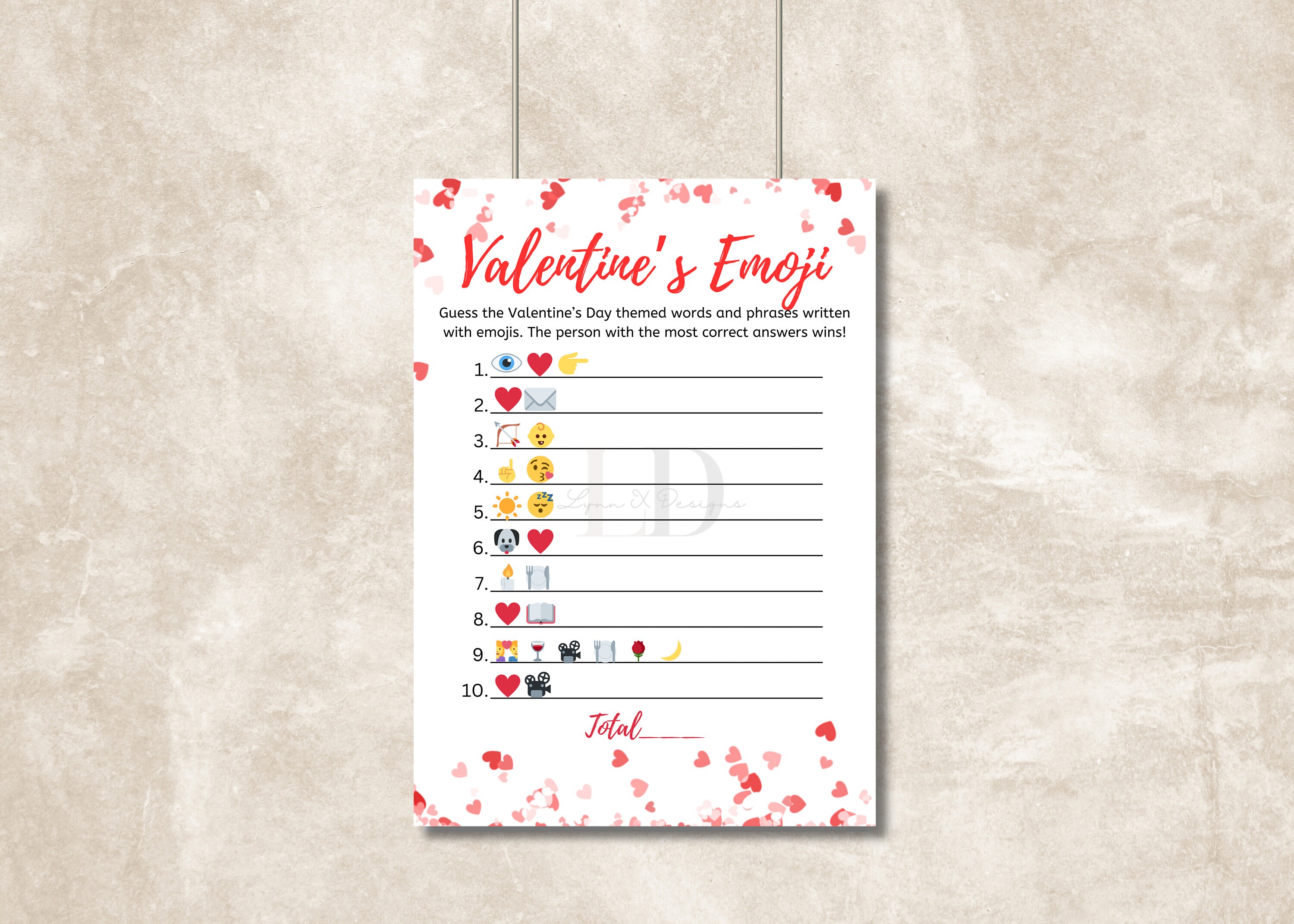Valentine Emoji Pictionary Printable – Fun Valentine’s Day Party Game ...