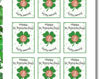 Printable St Patricks Day Lucky Penny Cards (Digital Download)