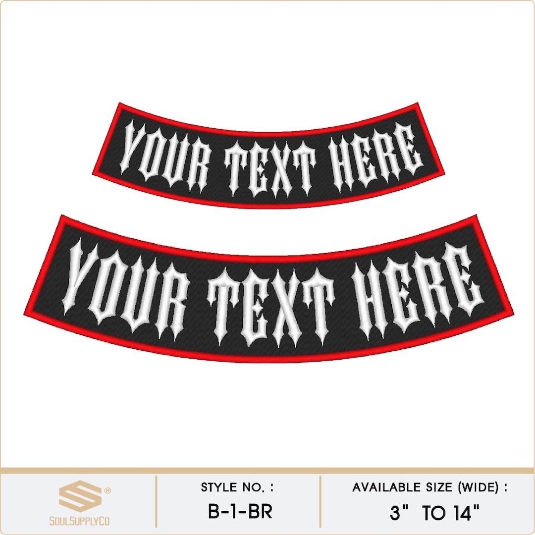 Patch Rocker Background Custom Embroidered Bottom Rocker Patch - Motorcycle Club Biker MC Sew ...