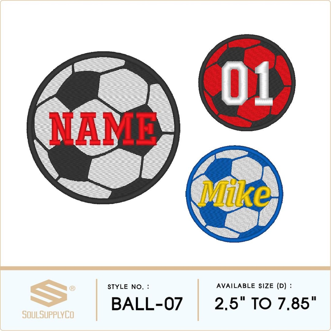 Custom Embroidered Sports Patch - Soccer Ball Sport Varsity School Team ...
