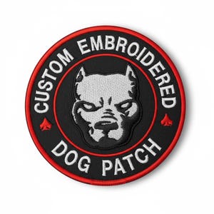 Custom Embroidered Dog Patch - Pitbull Bully Dog Biker MC Motorcycle Circle Sew on Patches