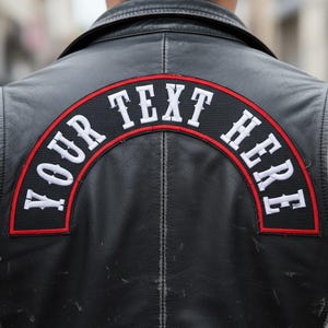 Custom Embroidered Patch - Top Rocker Motorcycle Biker MC Sew on Patch 3" ~ 14" (D)