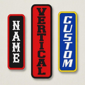 Custom Embroidered Vertical Patch - Biker Motorcycle MC Name Tag Round Edge Sew on Patches