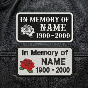 Custom Embroidered Rose Memorial Patch - In Memory Of RIP Biker Motorcycle Club Sew-On Patches