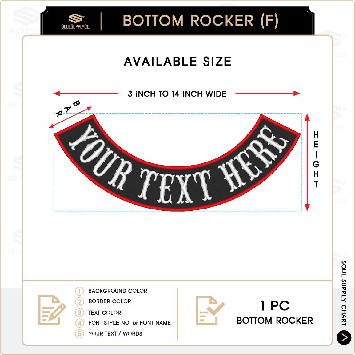Custom Embroidered Bottom Rocker Patch - Motorcycle Biker MC Sew-on ...