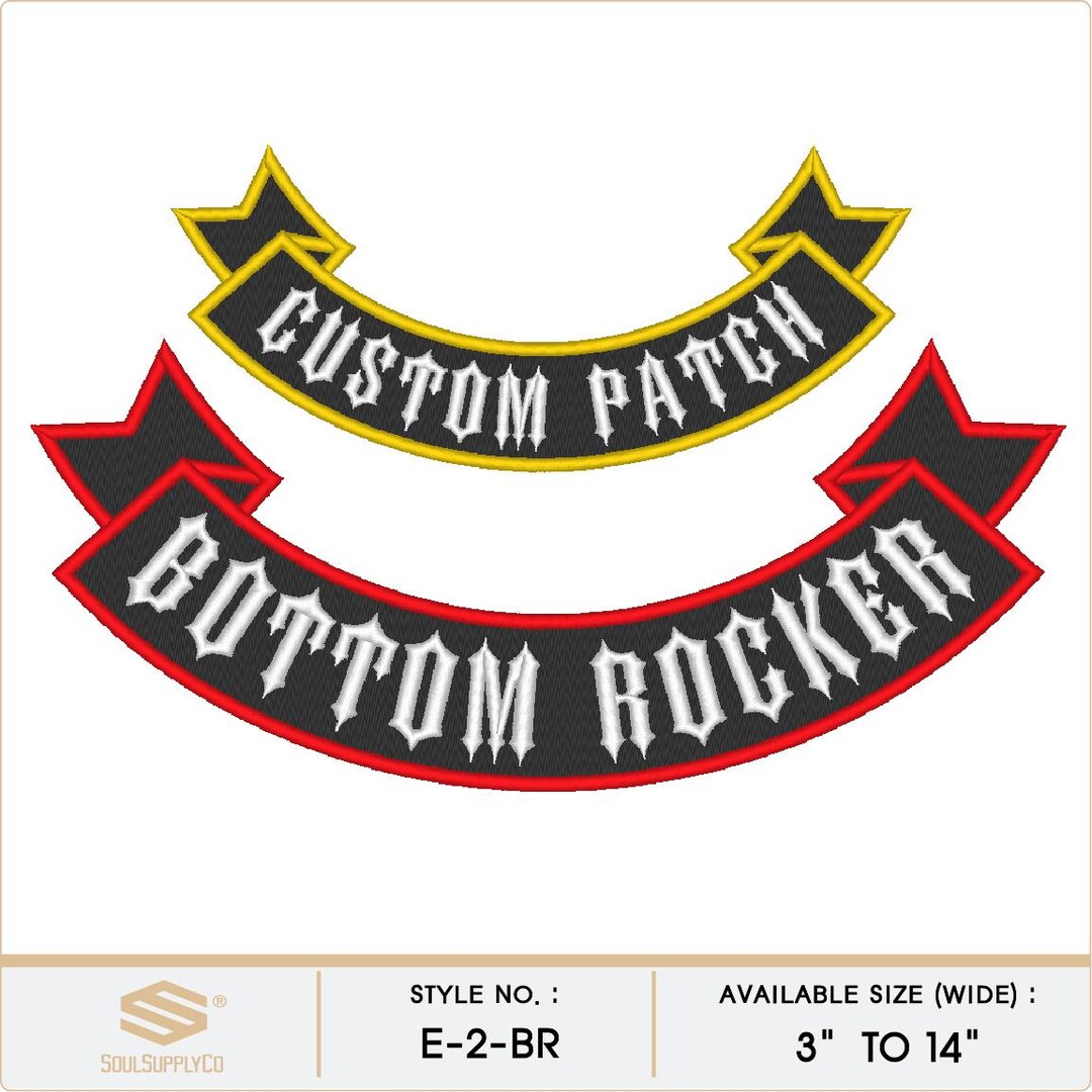 Custom Embroidered Bottom Ribbon Rocker Patch - Motorcycle Club Biker ...