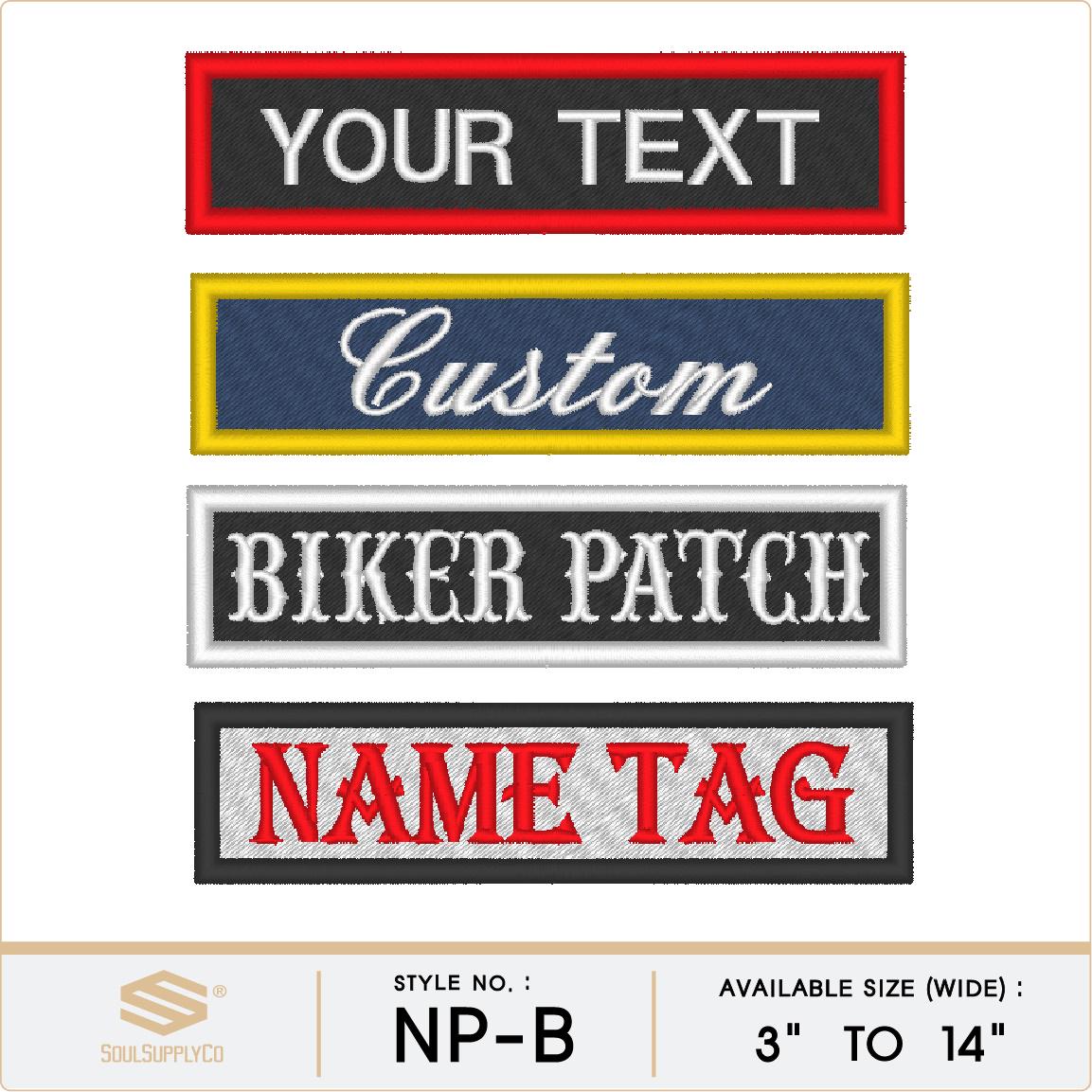 Custom Embroidered Patch - Name Tag, Title, Biker, Member, Motorcycle MC Rectangle Sew on Patches